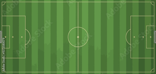  Aerial view of a pristine green soccer field with white lines and goals