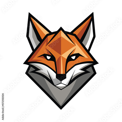 Geometric fox head shows the modern design with sharp and clean black outlines