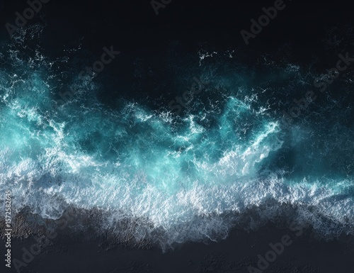 Wallpaper Mural Dark ocean waves, turquoise foam, aerial view Torontodigital.ca