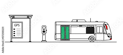 
Smart Transport Vector Icons: GPS Synced Bus Stops and AI Ticketing car wash machine