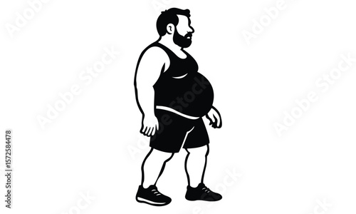 walk style Dad Bod Silhouette vector design
