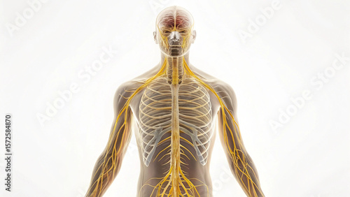 Human nervous system on white background 