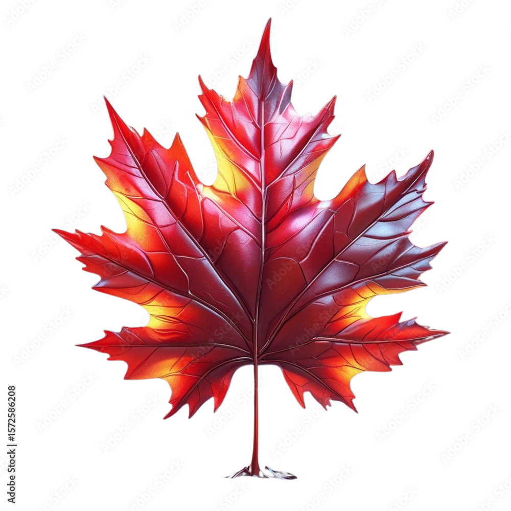 A red maple leaf is in the center A red maple leaf is in the center
