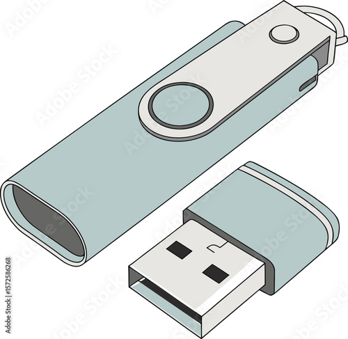 Portable Data Storage USB Flash Drive Illustration