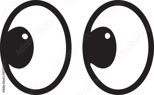 Googly Eyes Illustration Expressing a Sideways Glance, a Cartoonish Depiction of Eyes with Thick Black Outlines and Off Centered Pupils