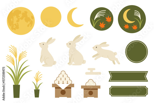 秋のうさぎと満月のフレームコレクション

