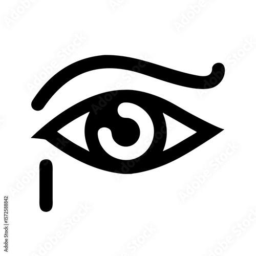 Black line icon of the Eye of Horus, an ancient Egyptian symbol representing protection, healing, and spiritual power.
