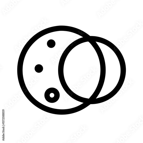 Black line icon showing a lunar eclipse with overlapping moon phases, representing astronomy, night sky, or celestial events.
