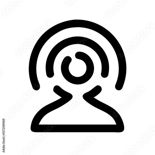 Black outline icon of a human figure with circular waves emanating from the head, symbolizing psychic energy, intuition, and mental focus.
