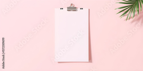 Minimal flyer mockup with clipping shadow, modern design, background pastel