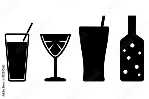 set of Drink silhouette vector illustration