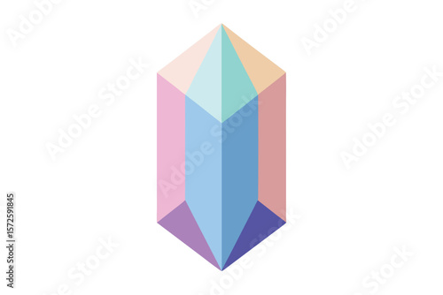 Radiant Crystal: Capturing the alluring glow of a stylized crystal, the image presents a captivating geometry of form and color. The object radiates inner light and beauty. Ai Generated