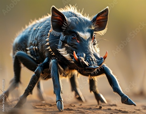 Hybrid animal between warth...