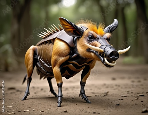 Hybrid animal between warth...