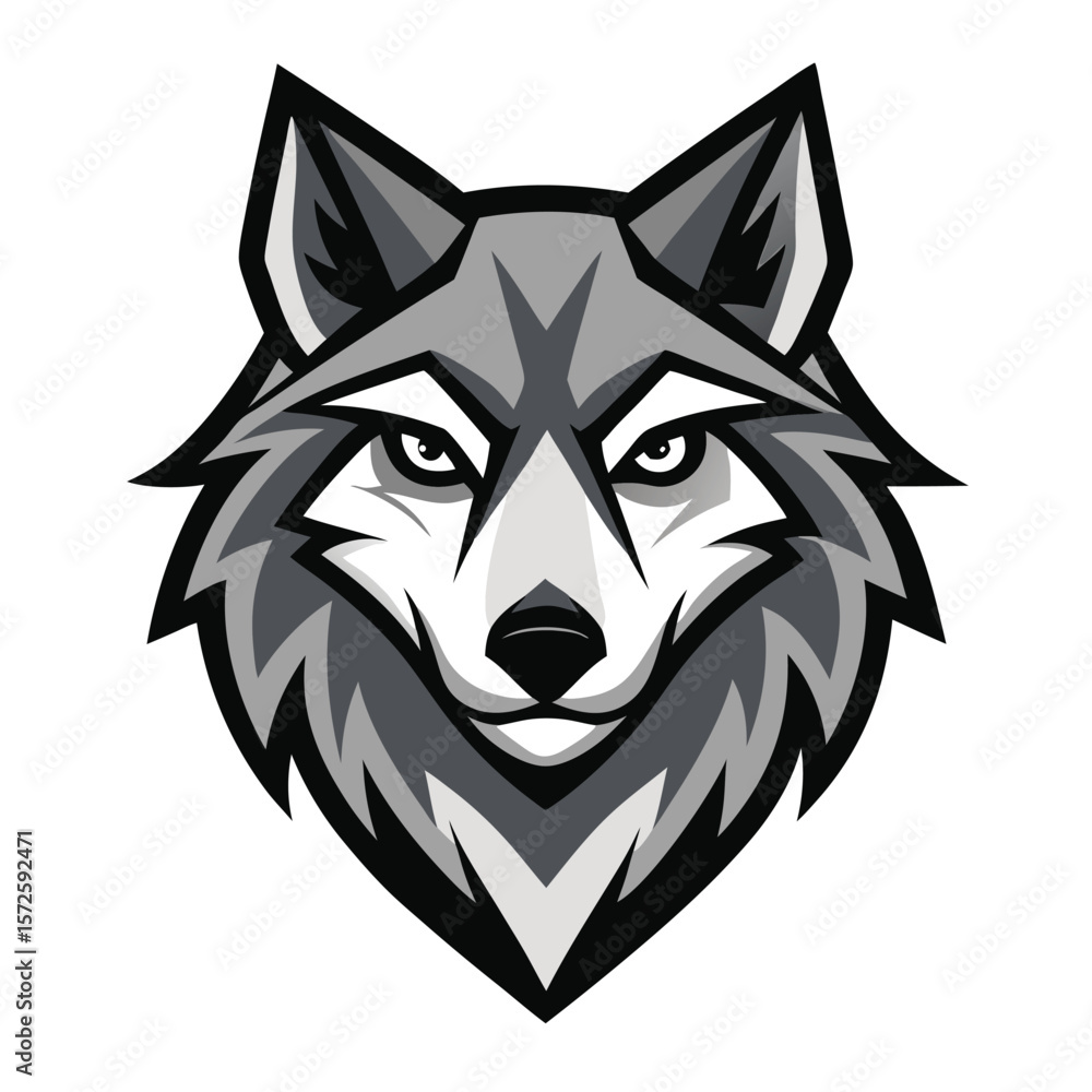 Obraz premium Gray wolf's head with striking eyes depicts a strong and fierce animal