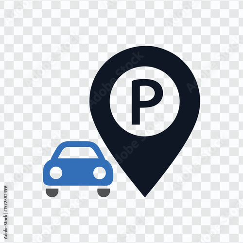 "Parking Location Pin with Car Icon - Find Parking Space Easily"