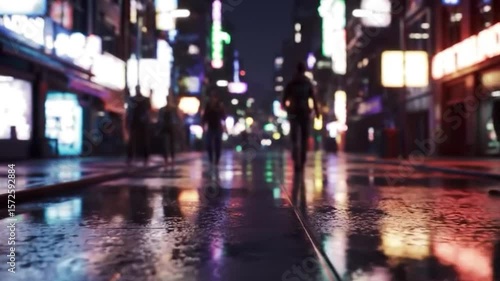 Neon City Streets at Night