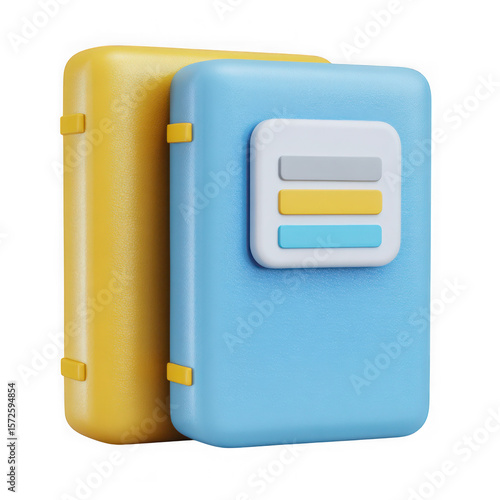 3d stacked folders with tabs isolated on transparent background
