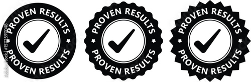 Proven Results Stamps with Check Mark | Guarantee Badges for Success & Verification