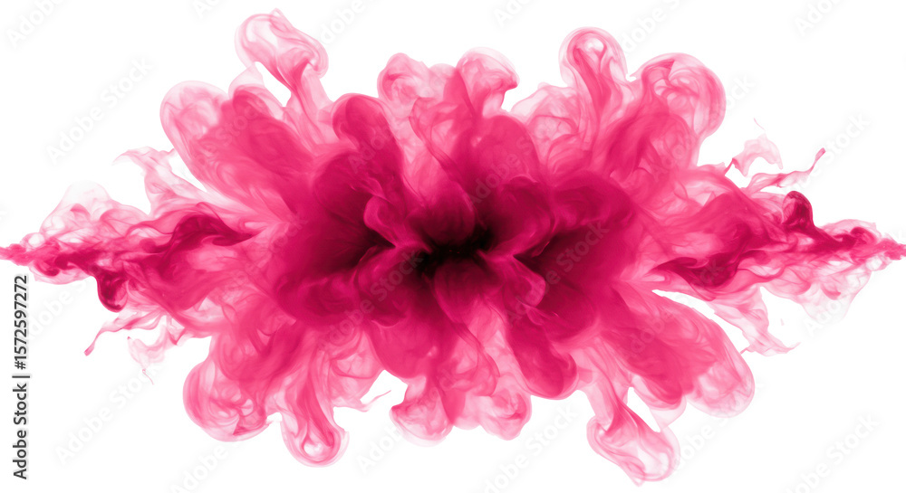 Abstract Pink Ink Cloud Explosion on White Background Fluid Motion. Abstract Pink Ink Cloud Explosion on White Background Fluid Motion.