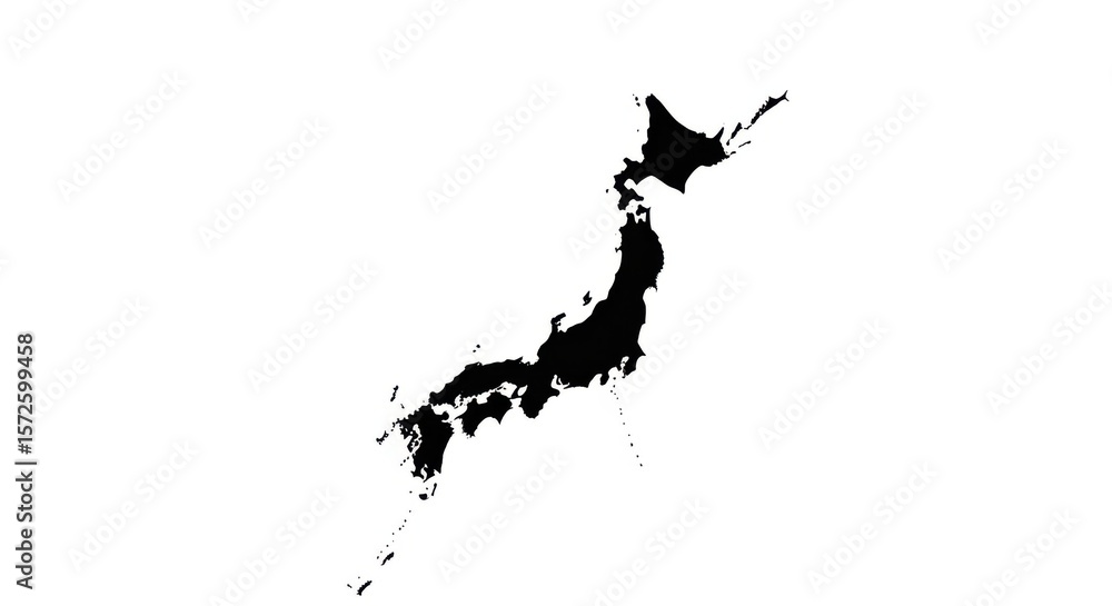 Obraz premium Silhouette of Japan Map Black Outline on White Background for Geography and Travel