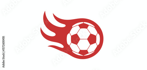  Soccer ball with red flames symbolizing speed and passion