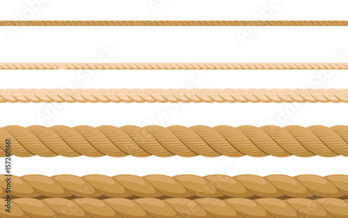  Collection of various types of ropes in different textures and thicknesses