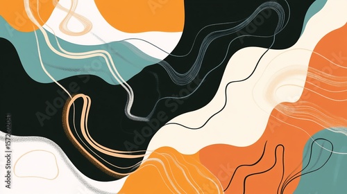 Dynamic Composition of Fluid Forms and Linear Accents for Modern Aesthetics