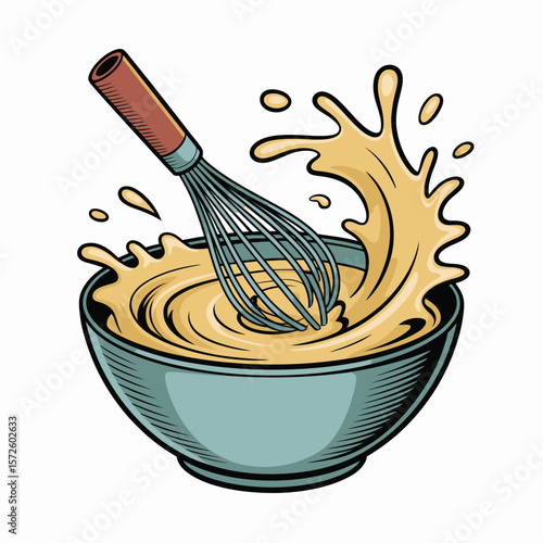 Mixing Batter with Whisk in a Bowl