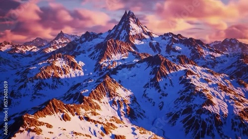 Snow-Capped Mountains at Sunset