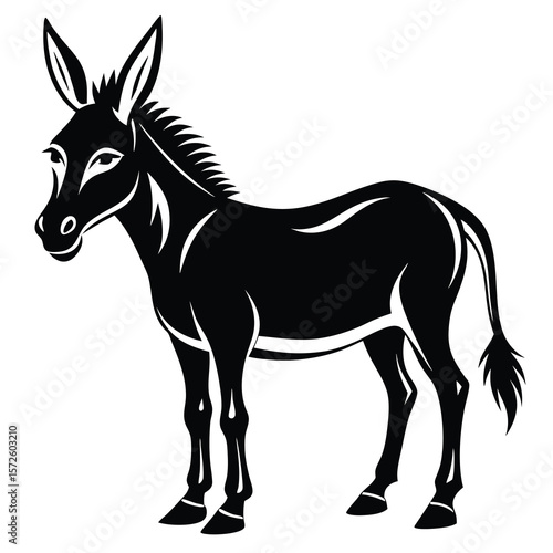 Black and white stylized donkey silhouette