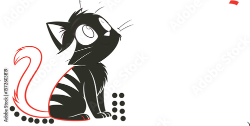 Cat silhouette cut out vecto