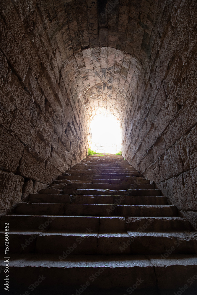 Obraz premium Miletus ancient city. Miletus was an ancient Greek city located in Ancient Caria. Its ruins are located near Balat in Aydın Province. View of the Old Amphitheatre in the Ancient City of Miletus.