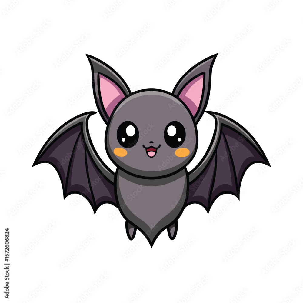 Fototapeta premium Bat with Winking Eye and Soft Wings Spread Wide