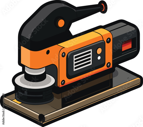 Belt Sander Detailed Black Vector Illustration