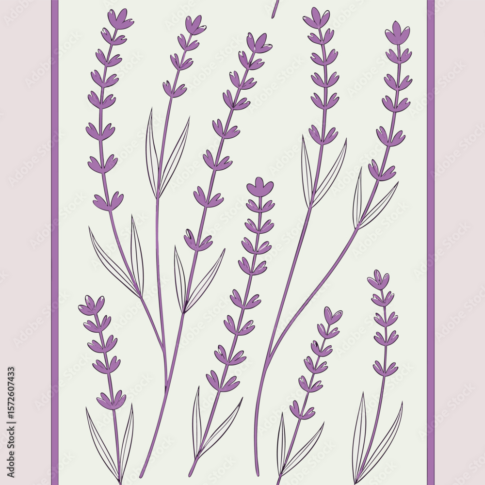 Naklejka premium Elegant Lavender Floral Pattern Design for Textile and Wallpaper