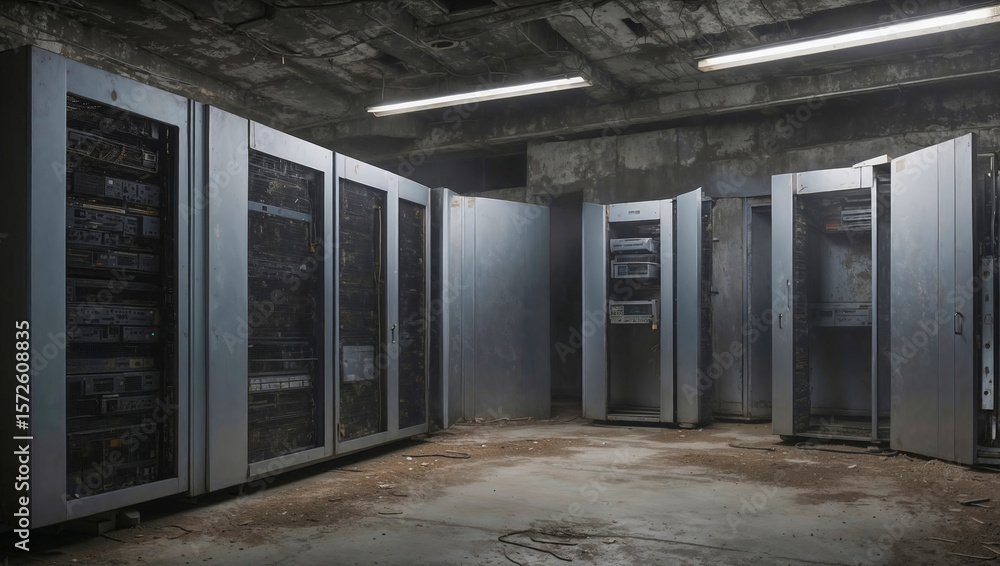 Obraz premium 廃墟になったサーバールーム