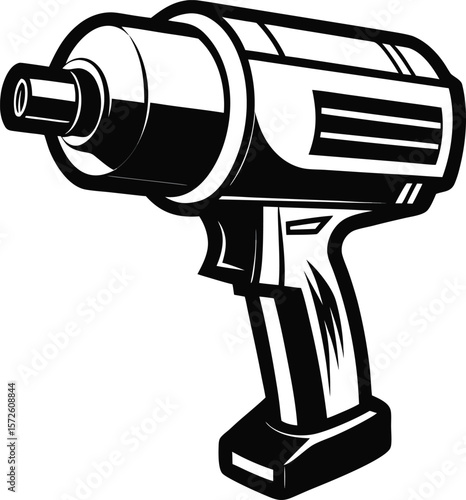 Black and White Vector of a High Torque Impact Wrench