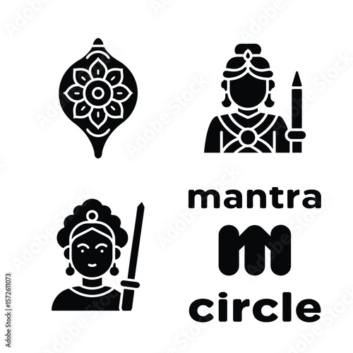 Indian cultural icons and text mantra circle culture