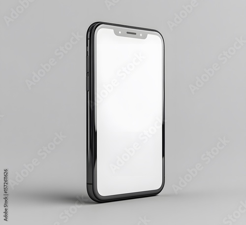 Sleek Black Smartphone Displayed Against a Soft Gray Background