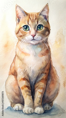 Watercolor Cat Illustration – Hand-Painted Animal Clipart