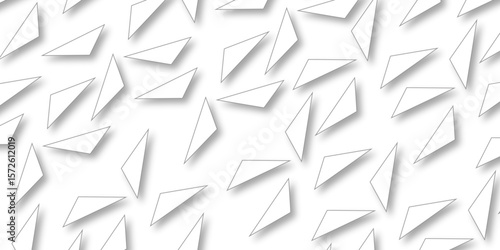 : Abstract background with liens and triangles shape on white background. White and grey geometric overlapping rectangle pattern Geometric background soft shadows as patten ..White polygon textured .