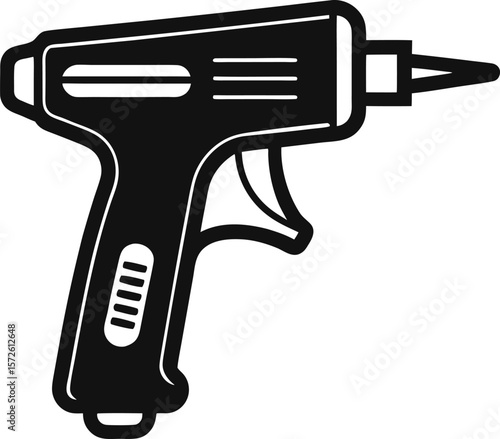 Black Vector Glue Gun with Ergonomic Handle Line Art