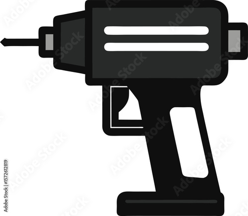 Black Vector Icon of a Pneumatic Nailer Tool Simple Design
