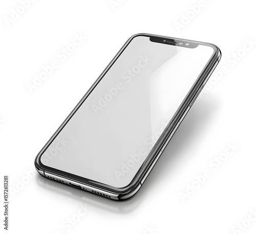 Sleek smartphone with blank screen, chrome edges, and subtle sha