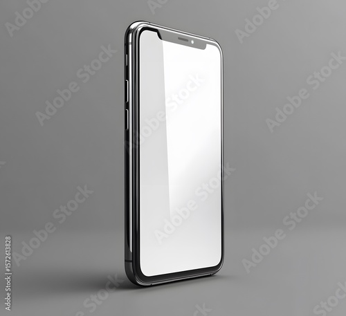 Sleek smartphone with blank screen, chrome edges, and minimalist