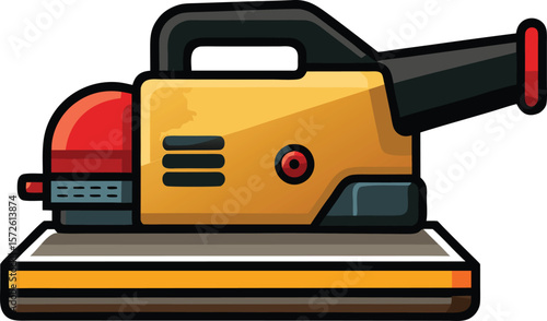Black Vector of a Handheld Belt Sander Tool on White