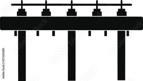 Busbar Vector Black Silhouette Illustration on White
