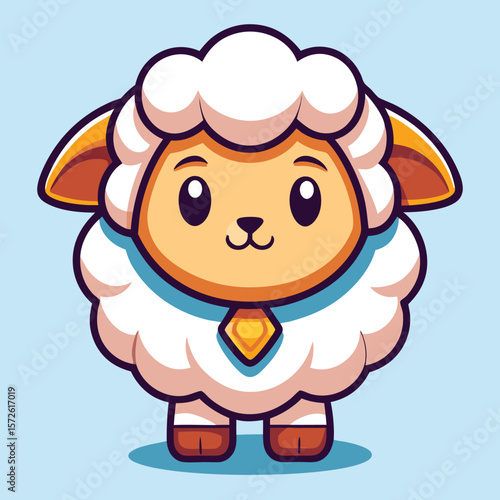 Cute cartoon sheep with a gem-encrusted collar