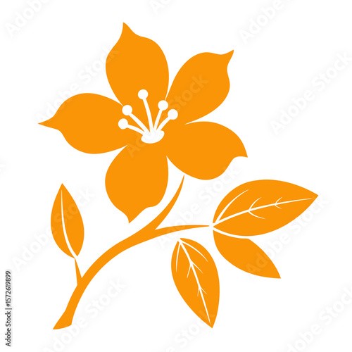  orange blossom silhouette on white-background